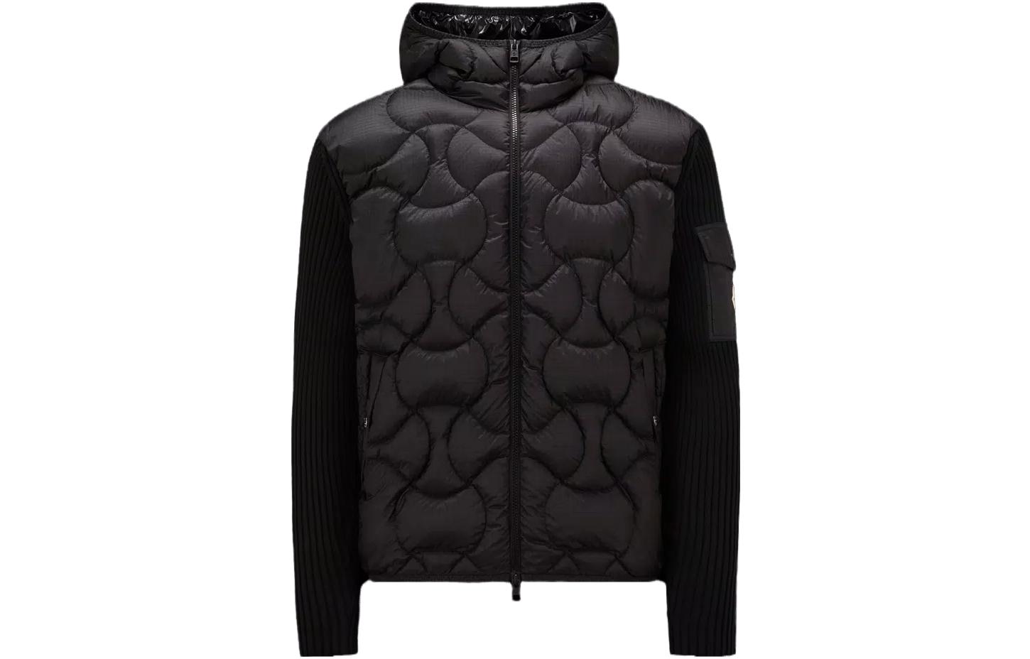 Moncler  Black Padded Hooded Cardigan Jacket with Full Zip. I20919B00025M1124999