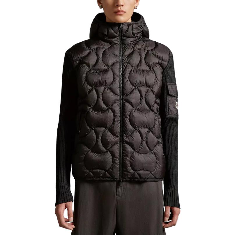 Lookbook モンクレール ブラック フルジップ パデッド フード付きカーディガンジャケット. I20919B00025M1124999