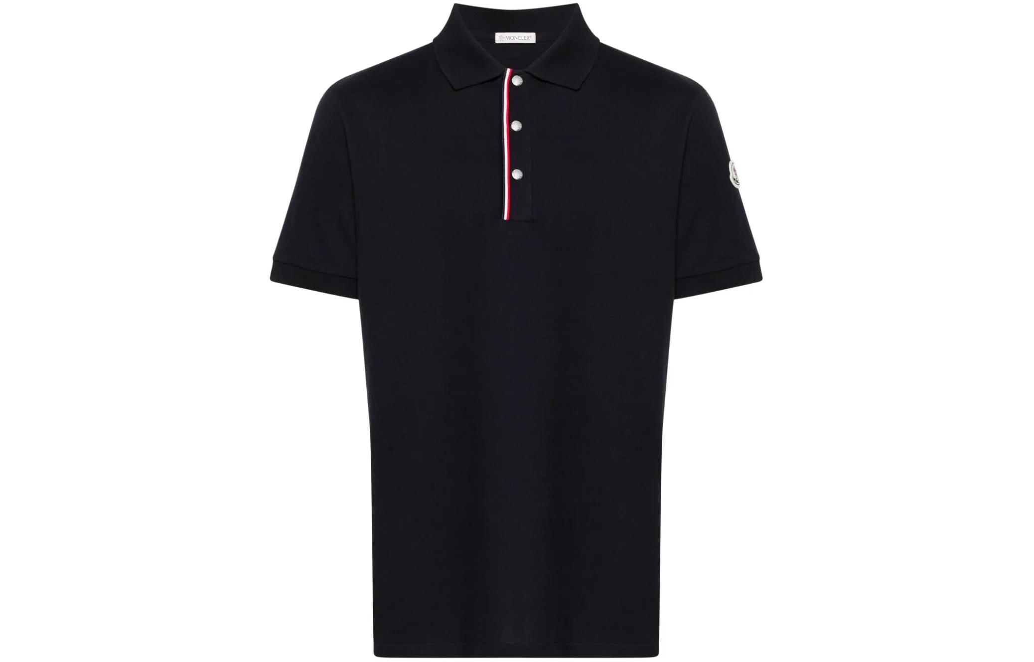 Order Moncler  Black Polo Shirt with Side Logo Badge and Classic Collar. J10918A00022899P0999