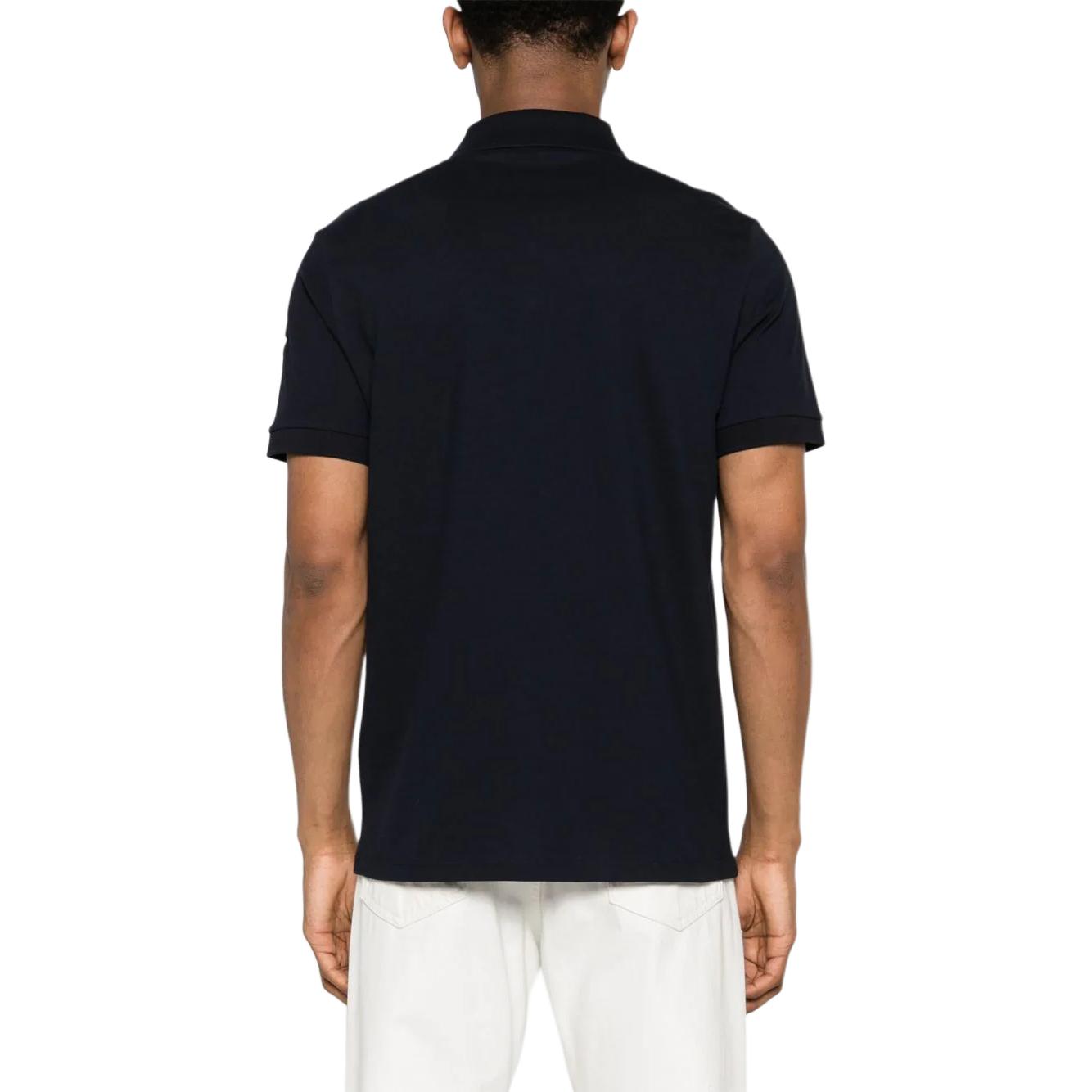 Shop Moncler  Black Polo Shirt with Side Logo Badge and Classic Collar. J10918A00022899P0999