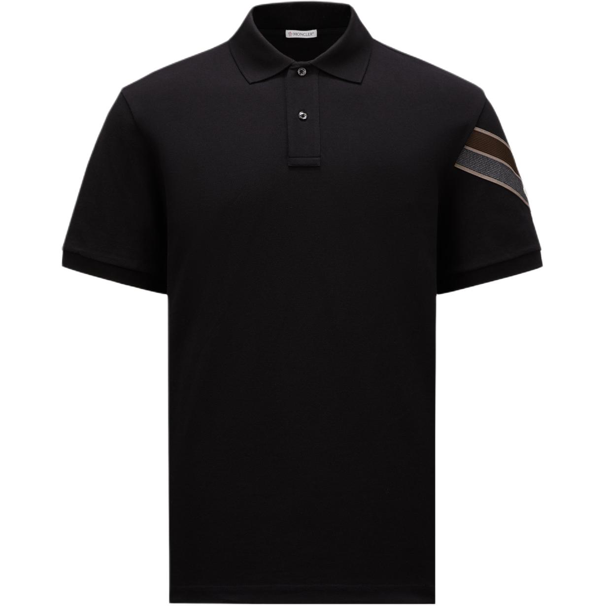 Order Moncler Baju Polo Hitam dengan Trim Tricolor dan Potongan Santai. J20918A0000289A16999