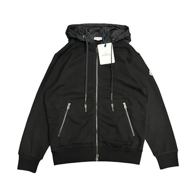 Moncler Black Printed Sleeve Zip-Up Hoodie Jacket. I10918G00034899WC999