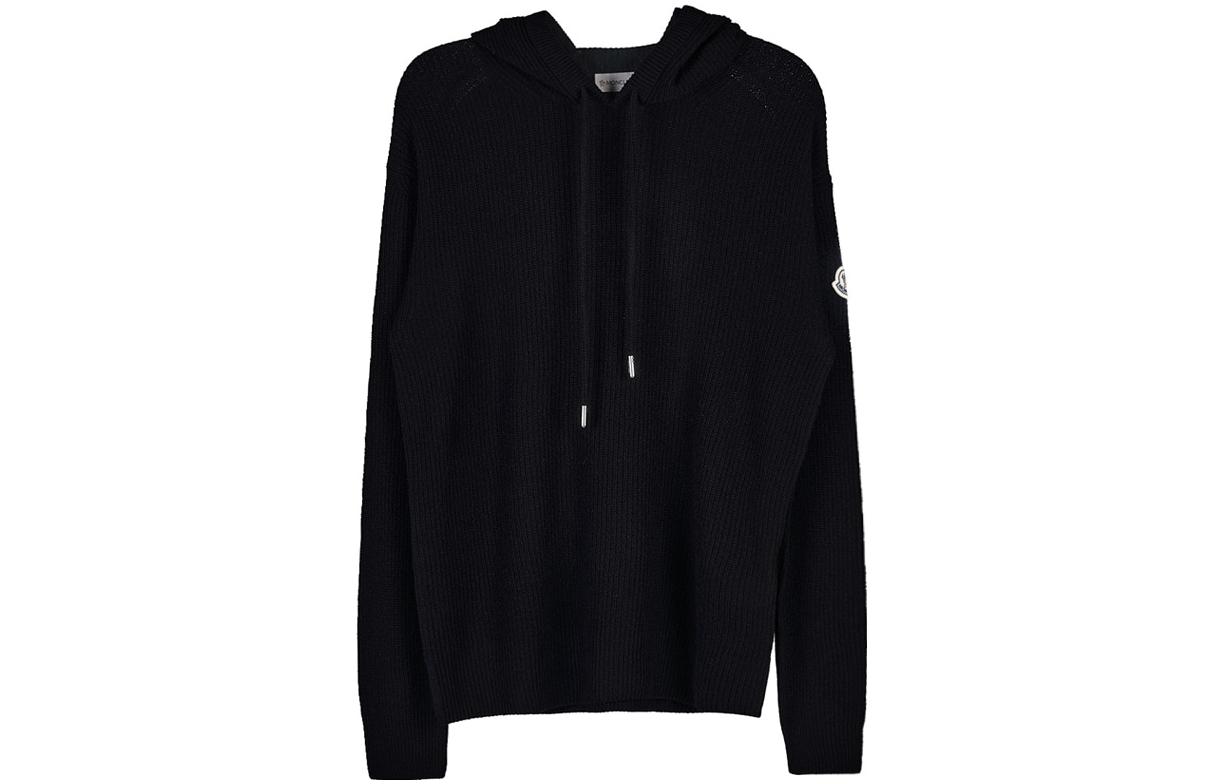 Moncler  Black Pullover Hoodie Long Sleeve Plain Design. 9G00005-M1900-999