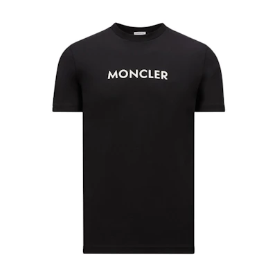 Moncler Black Relaxed Fit Crewneck Letter Print Short Sleeve T-Shirt. J20918C0003489AJS999