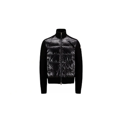 Moncler Black Shiny Logo Puffer Jacket with Stand Collar. H20919B00008M1131999