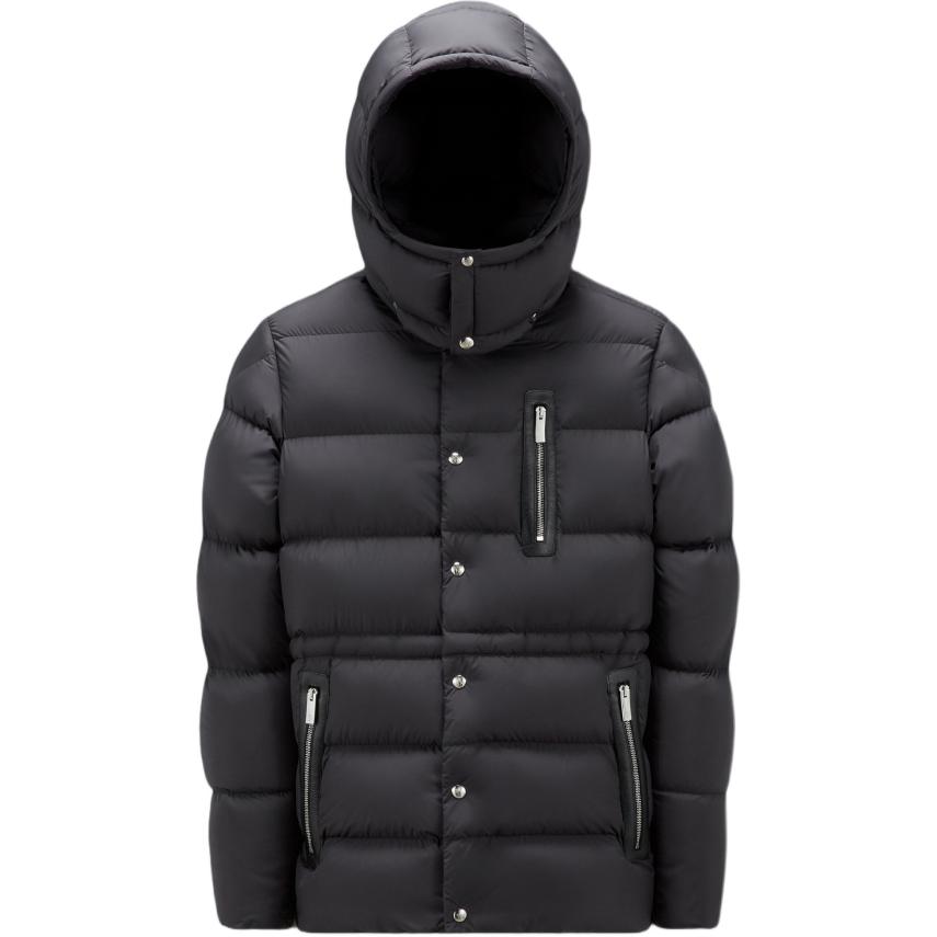 Moncler  Black Short Down Jacket with Solid Color Design. I20911A00168549SK999