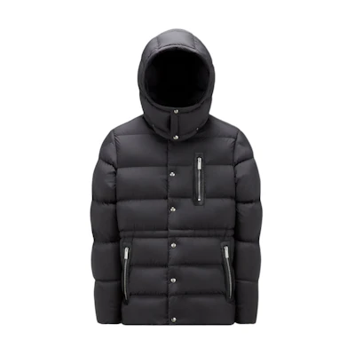 Moncler Black Short Down Jacket with Solid Color Design. I20911A00168549SK999