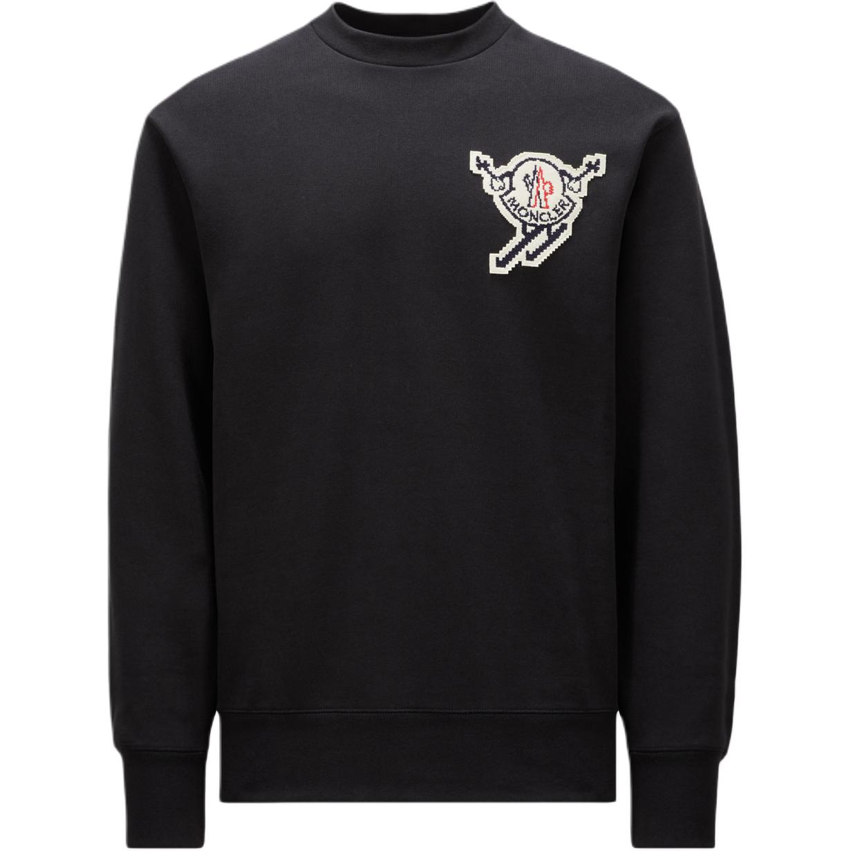 Moncler  Black Ski Patch Crewneck Long-sleeve Sweatshirt J20918G00016899V4998