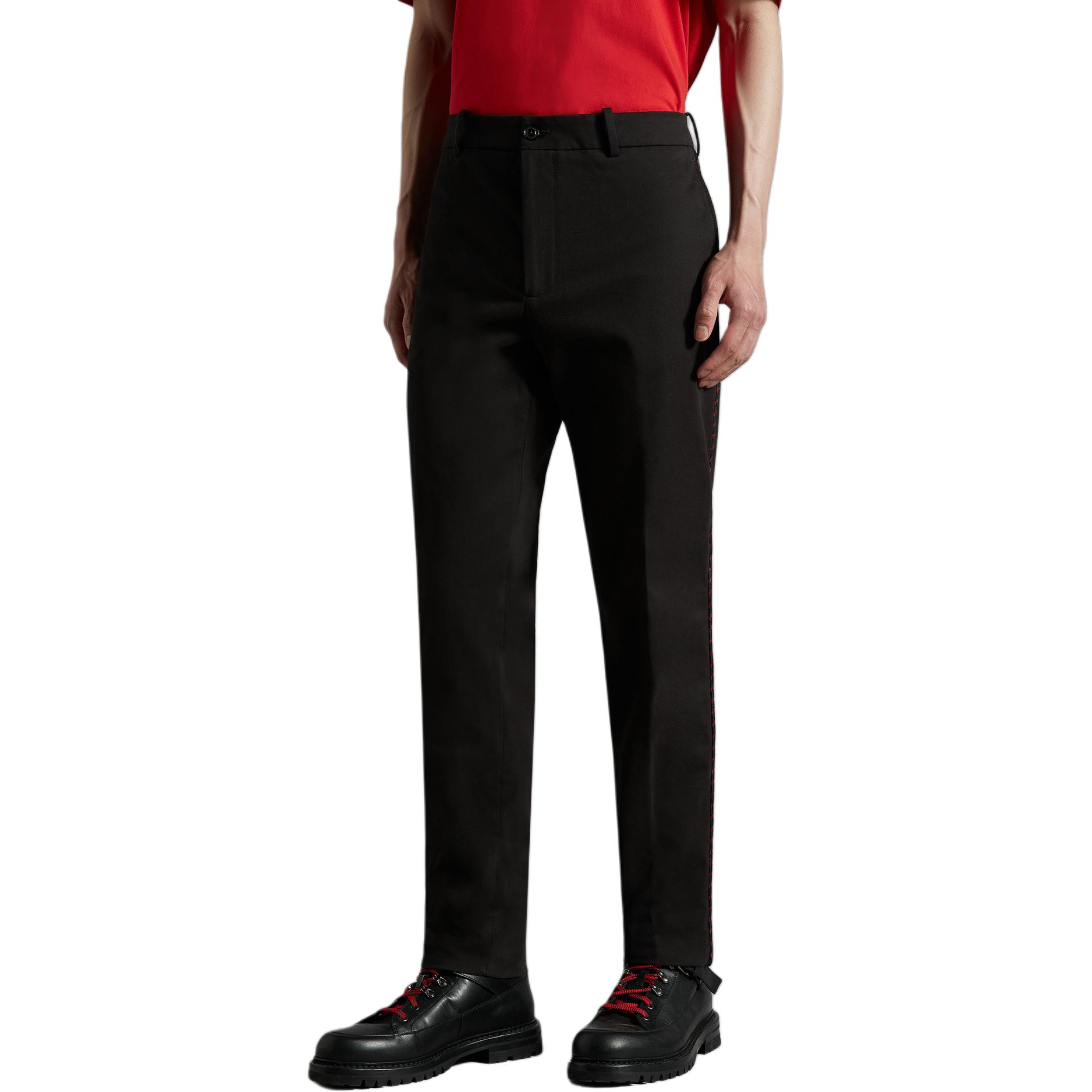 Shop Moncler  Black Slim-Fit Straight-Leg Casual Pants. H20912A00003596BS999