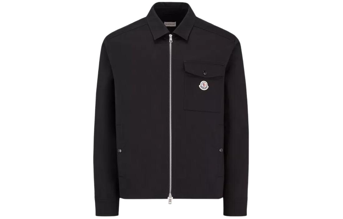Moncler  Black Slim Fit Zip-Up Long Sleeve Shirt with Logo Print. J10912F0000257448999