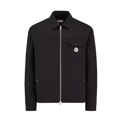Moncler Black Slim Fit Zip-Up Long Sleeve Shirt with Logo Print. J10912F0000257448999