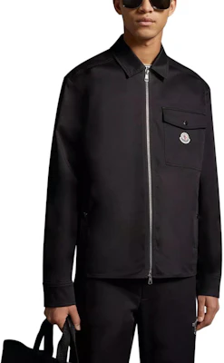 Moncler黑色修身拉鍊長袖襯衫附標誌印花 J10912F0000257448999 Lookbook Moncler黑色修身拉鍊長袖襯衫附標誌印花 J10912F0000257448999