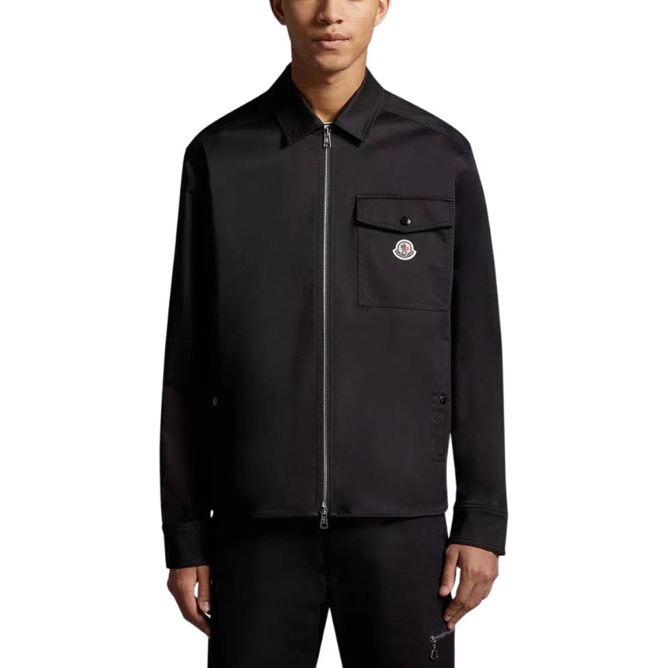 Moncler  Black Slim Fit Zip-Up Long Sleeve Shirt with Logo Print. J10912F0000257448999 圖 4