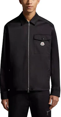 Moncler黑色修身拉鍊長袖襯衫附標誌印花 J10912F0000257448999 Shop Moncler黑色修身拉鍊長袖襯衫附標誌印花 J10912F0000257448999