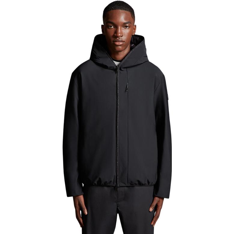 Shop Moncler 黑色素面直筒連帽夾克 I20911A00037539DK999