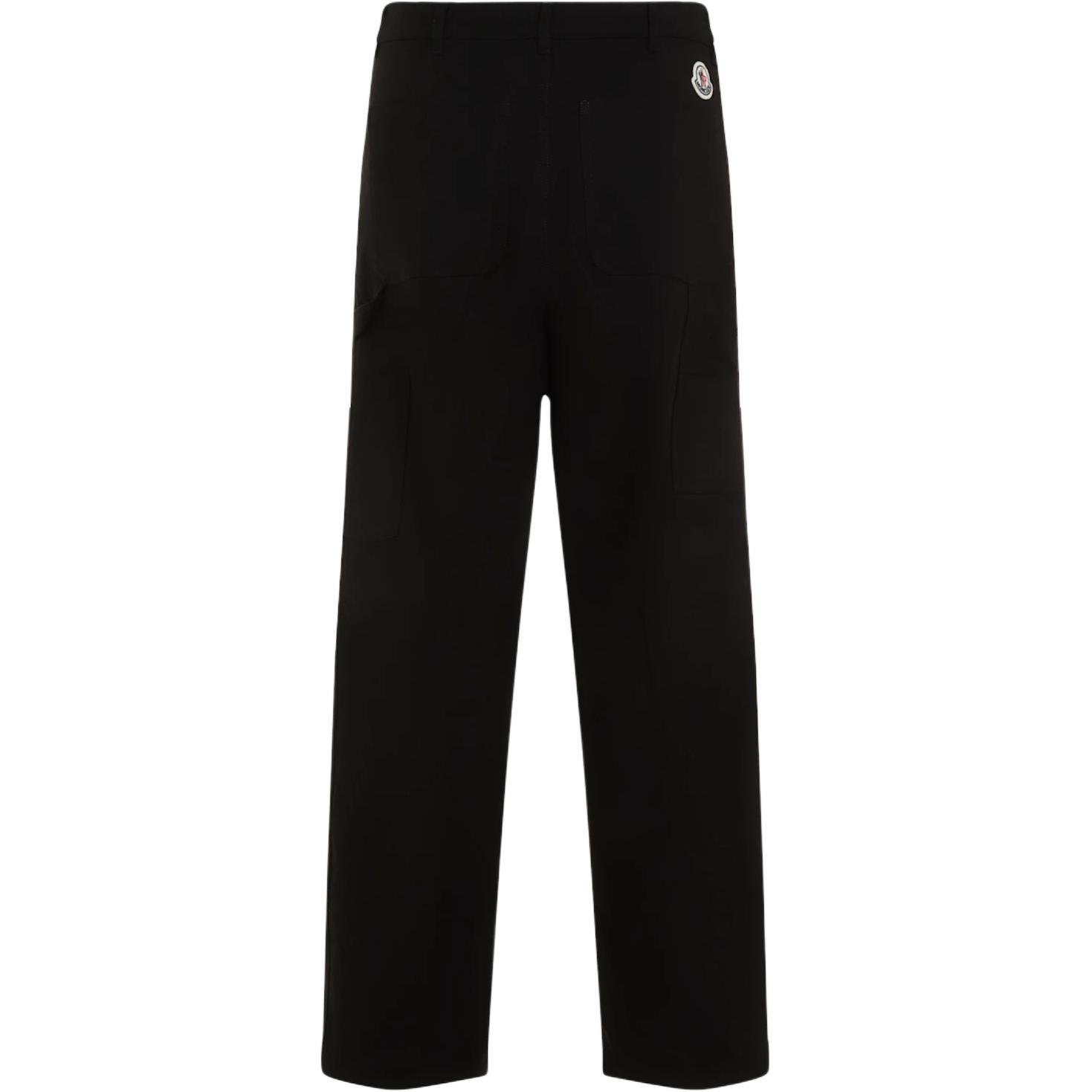 Lookbook 몽클레르 블랙 솔리드 미드웨이스트 루즈핏 스트레이트 캐주얼 팬츠. J20912A00032597V6999