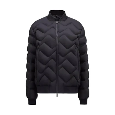 Moncler Black Solid Zip-Up Down Jacket with Stand Collar. J10911A00016596K7999