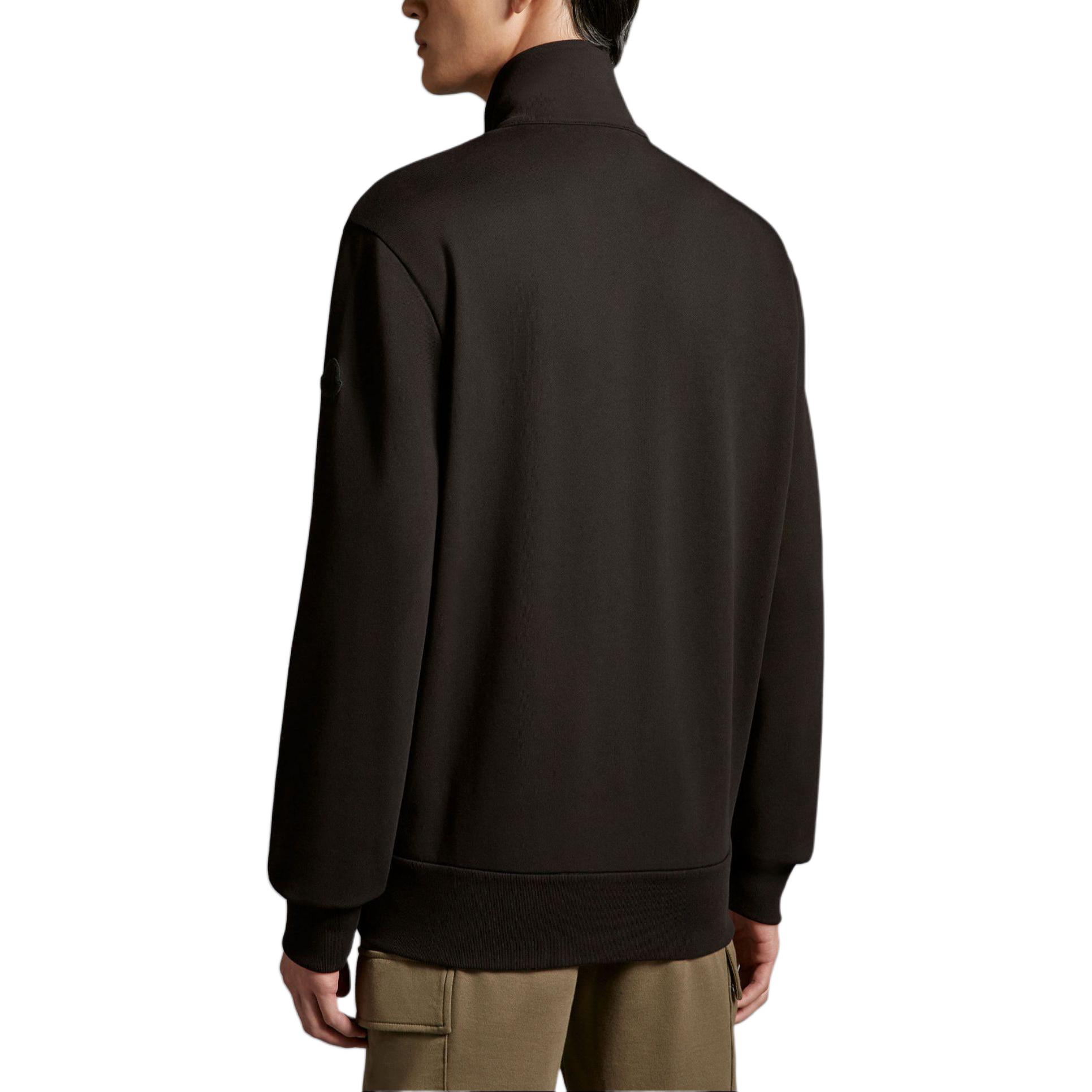 Shop Moncler  Black Solid Zip-Up High Neck Jacket. J10918G00061899YF999