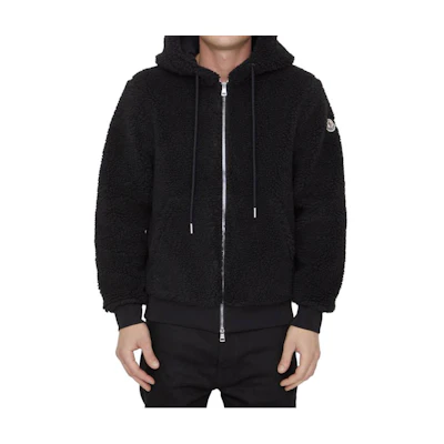 Moncler Black Solid Zip Logo Hoodie Jacket 8G00023-89A5V-999
