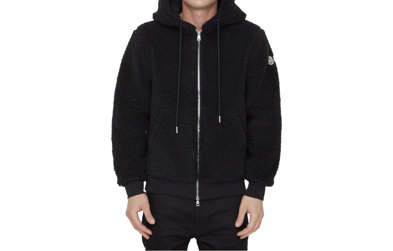 Order Moncler Jaket Hoodie Zip Logo Hitam Solid 8G00023-89A5V-999