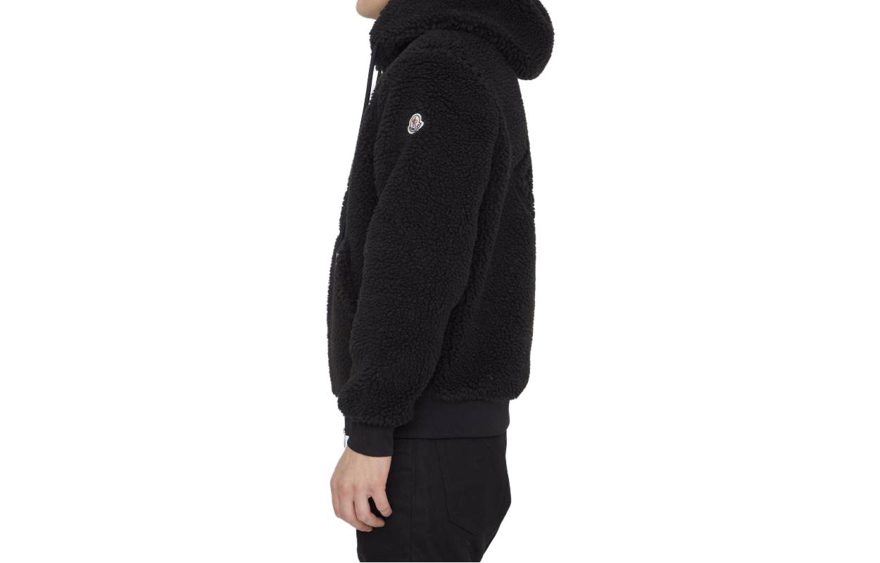 Purchase Moncler Jaket Hoodie Zip Logo Hitam Solid 8G00023-89A5V-999