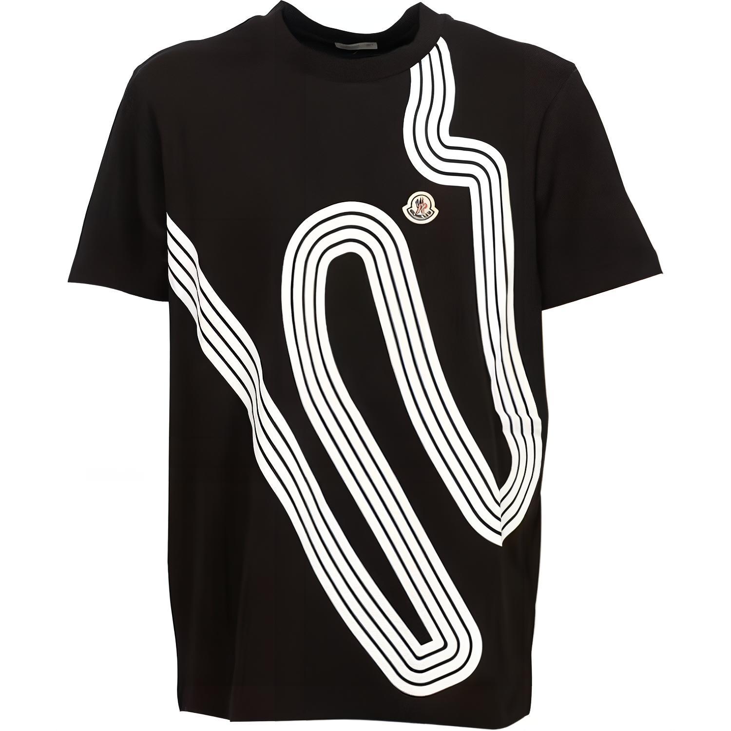 Moncler  Black Striped Crew Neck Short Sleeve T-Shirt H10918C000078390T999