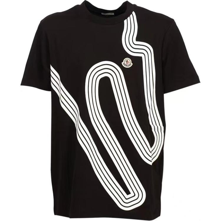 Moncler  Black Striped Crew Neck Short Sleeve T-Shirt H10918C000078390T999 圖 2