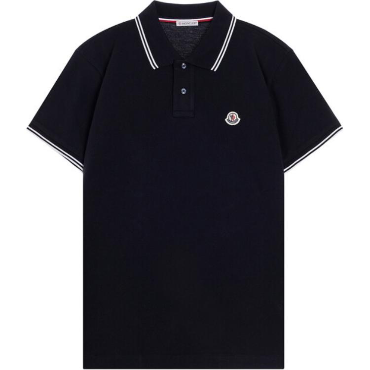 Moncler  Black Striped Short Sleeve Polo Shirt E1091830439984556773