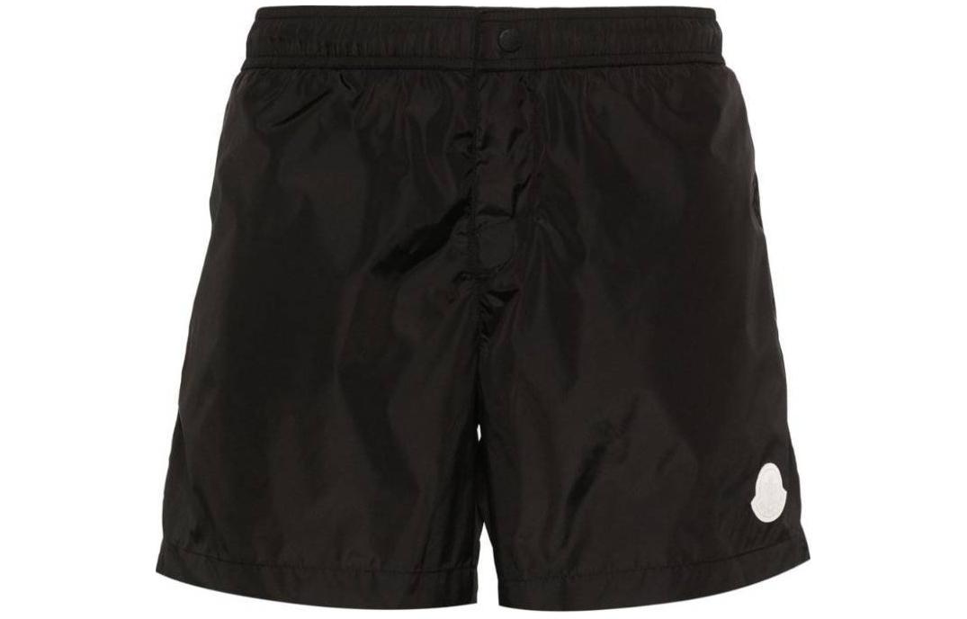 Moncler  Black Swim Shorts Elastic Waist Logo Casual Low-Rise Trunks. J10912C0001953326998