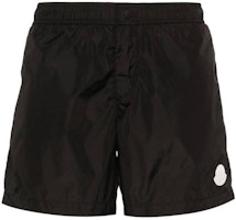 Moncler Black Swim Shorts Elastic Waist Logo Casual Low-Rise Trunks. J10912C0001953326998 Moncler Black Swim Shorts Elastic Waist Logo Casual Low-Rise Trunks. J10912C0001953326998