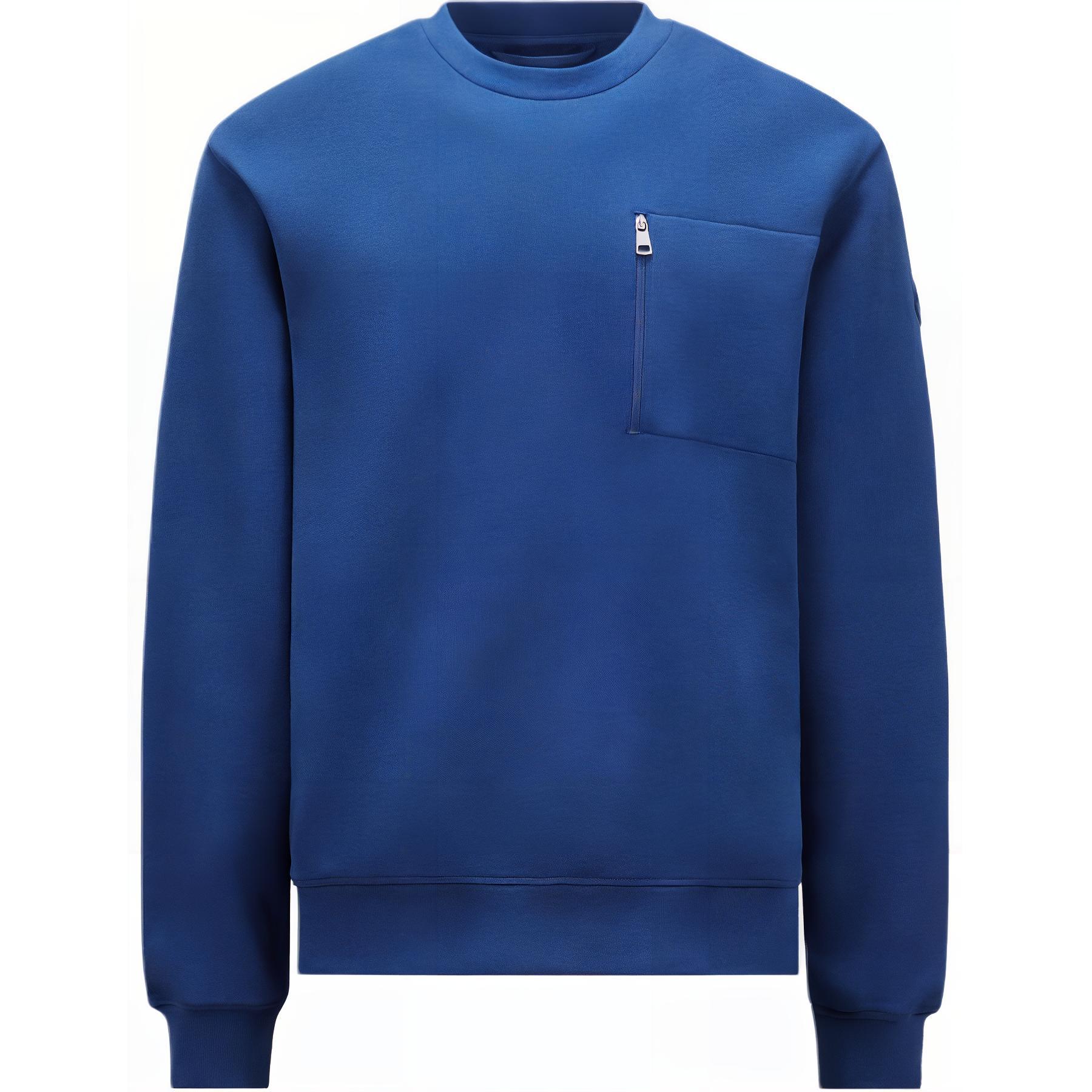Moncler  Blue Crewneck Pocket Drop-Shoulder Long Sleeve Sweatshirt J10918G0005389AEN749