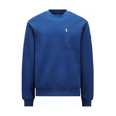 Moncler Blue Crewneck Pocket Drop-Shoulder Long Sleeve Sweatshirt J10918G0005389AEN749