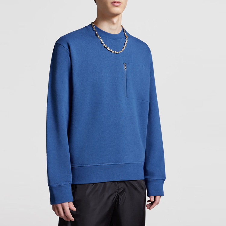 Shop 盟可睐蓝色落肩长袖口袋圆领卫衣 J10918G0005389AEN749