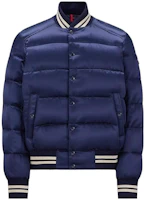 Moncler Blue Jacket with Letter Print and Snap Buttons. I20911A00009596X8795 Moncler Blue Jacket with Letter Print and Snap Buttons. I20911A00009596X8795