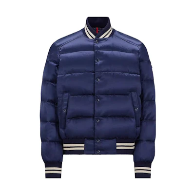 Moncler Blue Jacket with Letter Print and Snap Buttons. I20911A00009596X8795