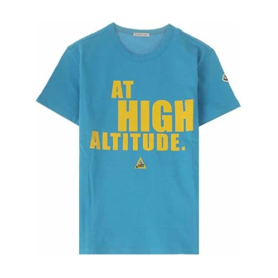 Moncler Blue Letter Logo Print Casual Short Sleeve T-Shirt. 209180019508390T730