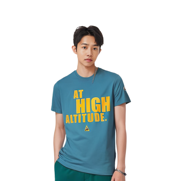 Details for Camiseta Casual Moncler Azul con Logo Impreso de Manga Corta. 209180019508390T730