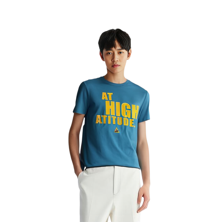 Sizing Camiseta Casual Moncler Azul con Logo Impreso de Manga Corta. 209180019508390T730