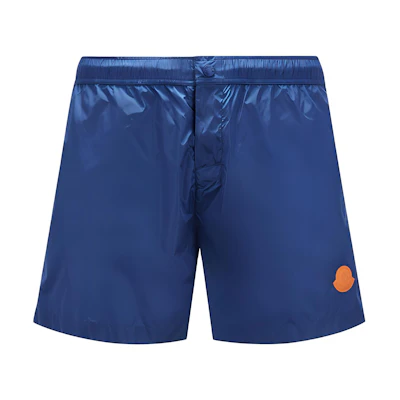 Moncler Blue Logo Drawstring Straight-Fit Swim Shorts. J10912C0001953326749