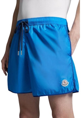 Moncler Blue Logo Drawstring Straight Swim Shorts. J10912C0000853326719 Purchase Moncler Blue Logo Drawstring Straight Swim Shorts. J10912C0000853326719