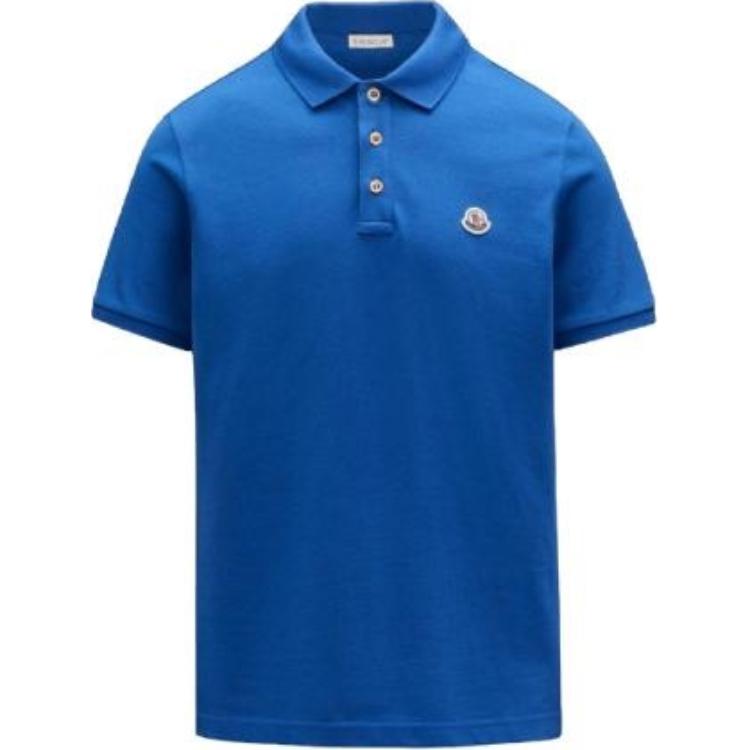 Moncler  Blue Logo Embroidered Cotton Short Sleeve Polo Shirt. G10918A7070084556793 圖 2