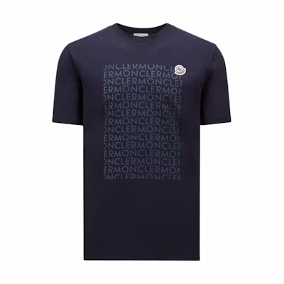 Moncler Blue Logo Print Crewneck T-Shirt. J20918C0003589AJS780