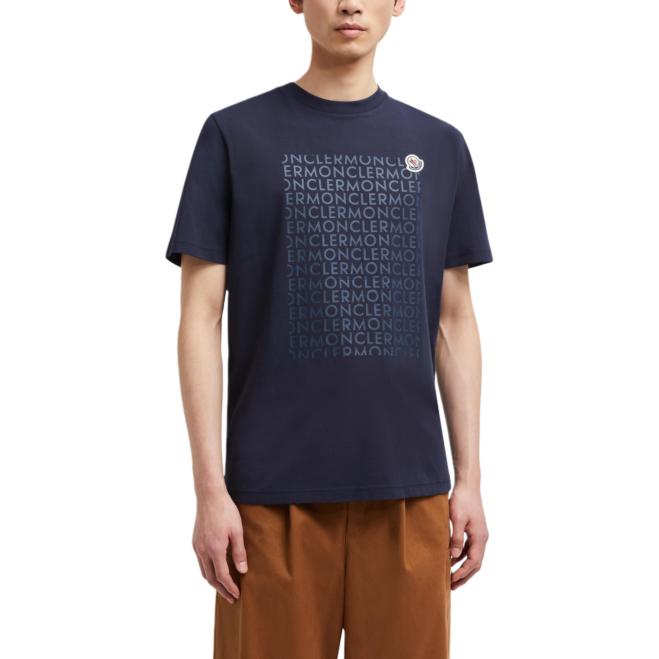 Lookbook Moncler Baju-T Crewneck Cetakan Logo Biru. J20918C0003589AJS780