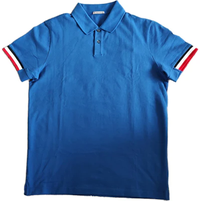 Moncler 藍色短袖POLO衫對比條紋袖口設計 I10918A00023899P0708 Buy Moncler 藍色短袖POLO衫對比條紋袖口設計 I10918A00023899P0708
