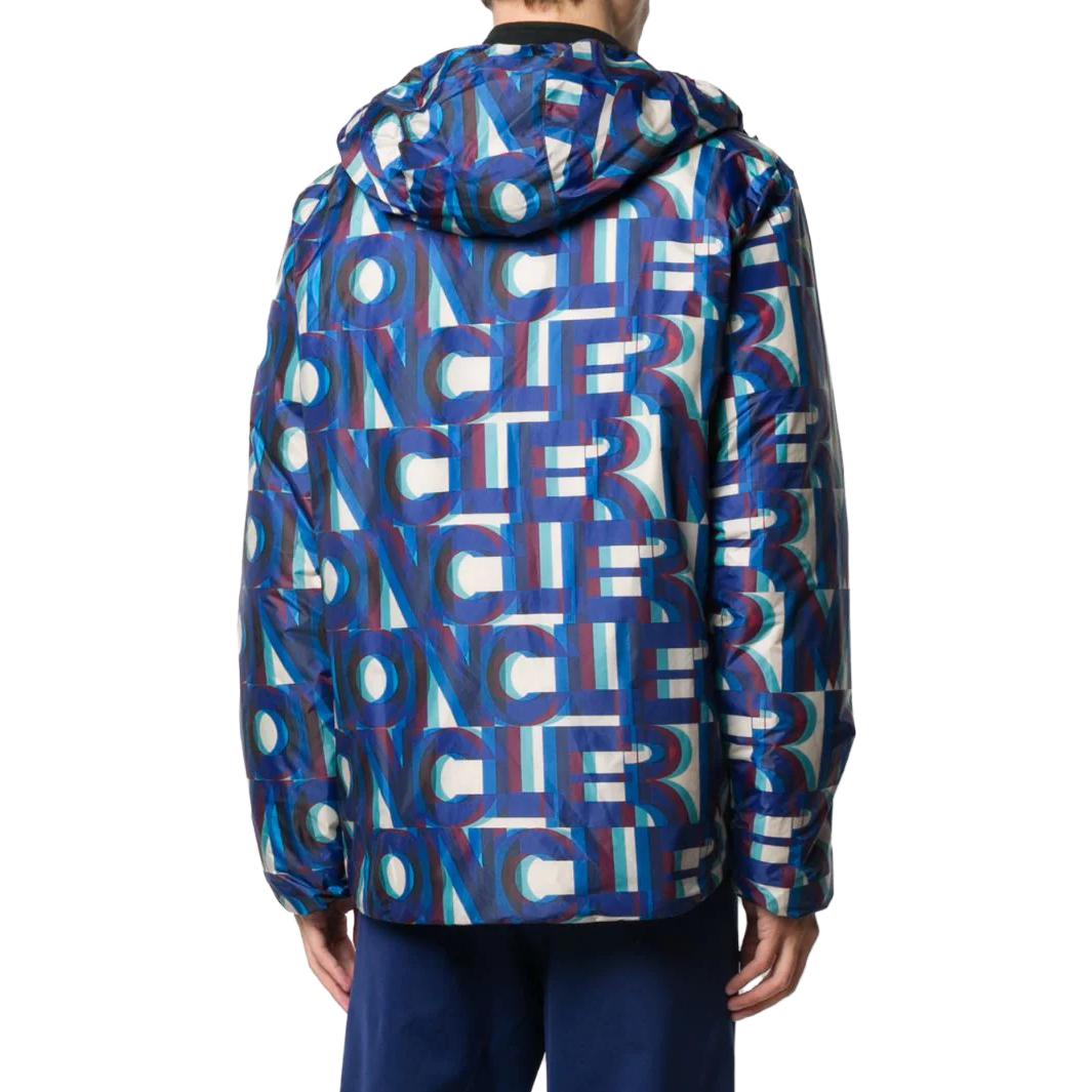 Shop Moncler Jaket Ski Biru dengan Cetakan Huruf dan Reka Bentuk Zip Penuh. F20971B5161054AKZ77F