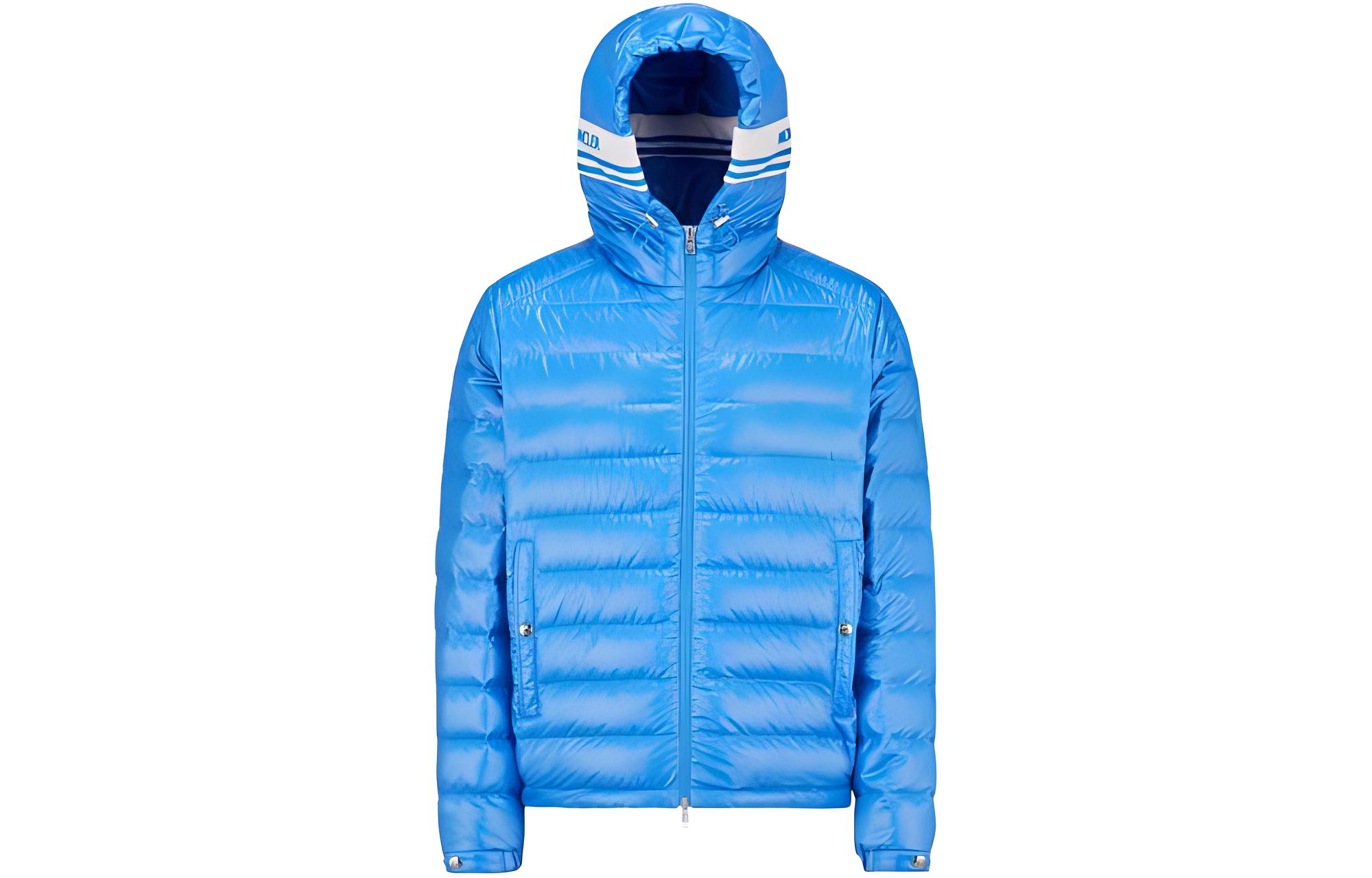 Buy Moncler 藍色寬鬆版連帽拉鍊羽絨外套 J10911A00003595ZJ73O