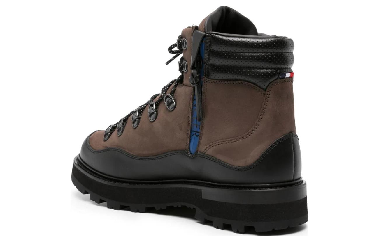 Moncler 'Brown Leather Round-Toe Lace-Up Boots' 圖 3