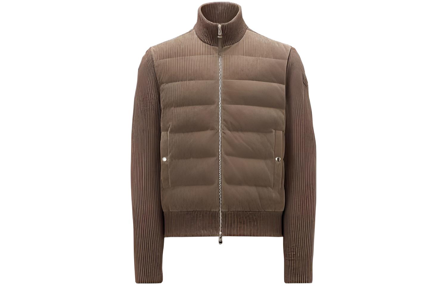 Moncler  Brown Patchwork High-Neck Long-Sleeve Down Jacket 9B00028M1241240