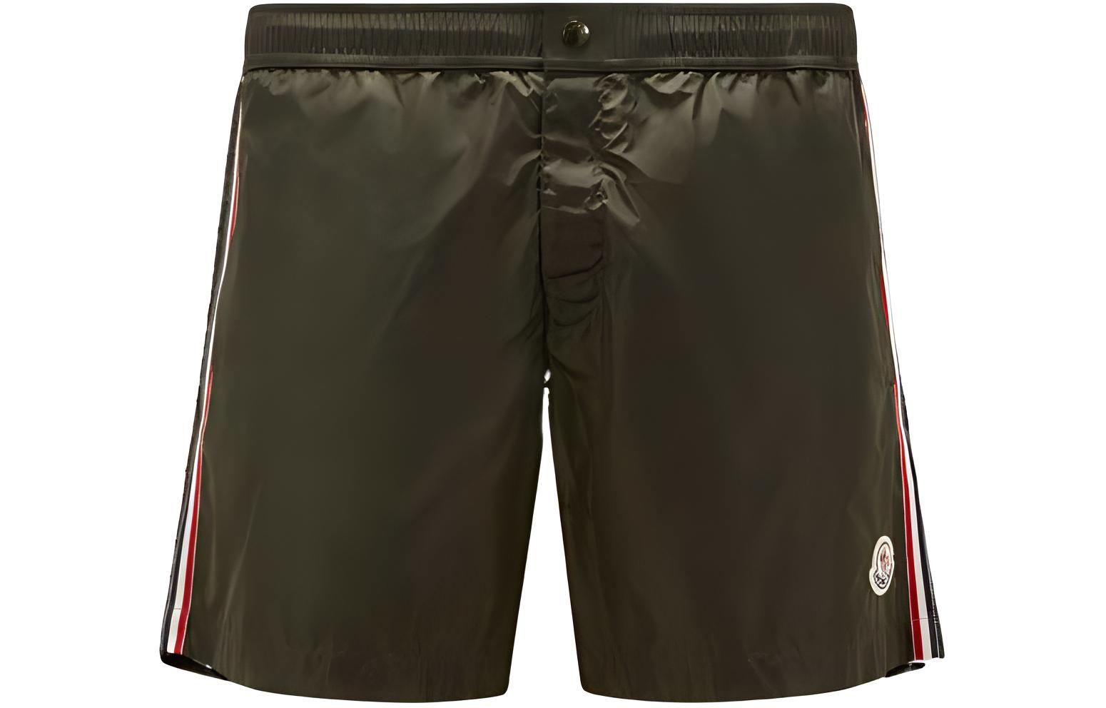Moncler  Brown Striped Button Logo Casual Shorts. I10912C0000653326833