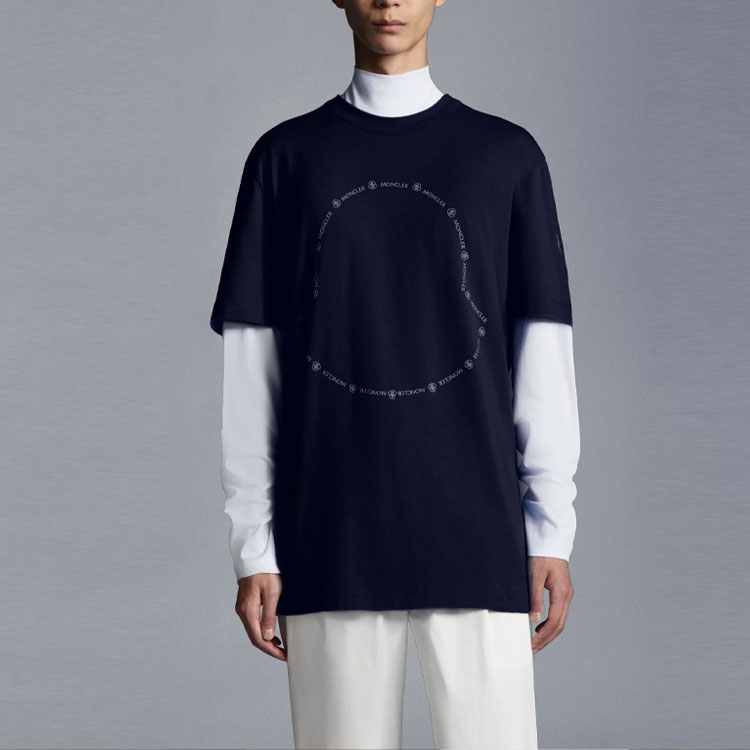 Lookbook 몽클레르 크루넥 반팔 티셔츠 블루 H10918C000278390T778